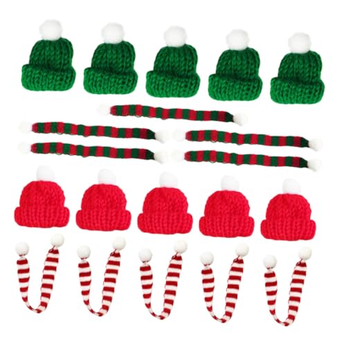 BESTYASH 100 Teiliges Miniatur Weihnachtsmützen und Schal Gestrickt Kleine Flaschen und Becherabdeckungen Niedliche Weihnachtsdeko Vielseitig für Tischdekoration DIY Handwerkszubehör von BESTYASH