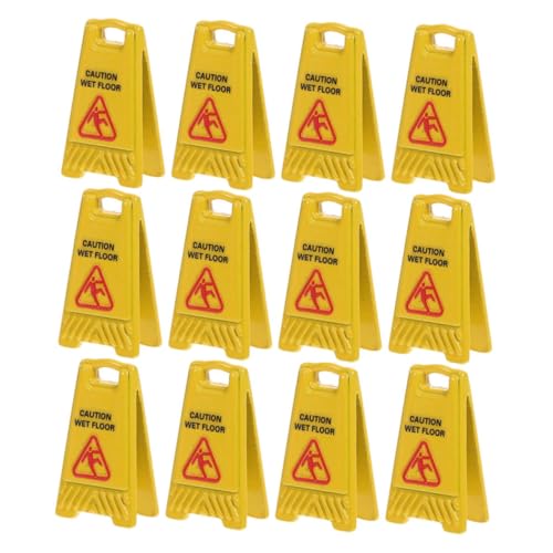 BESTYASH 12 Stück Schieben Sie Warnschild vorsichtig Miniatur Sicherheitsbodenwarnspielzeug Dollhouse -Sicherheitswarnschild Miniboden Vorsichtszeichen Mini Slippery Bodenschild Plastik von BESTYASH