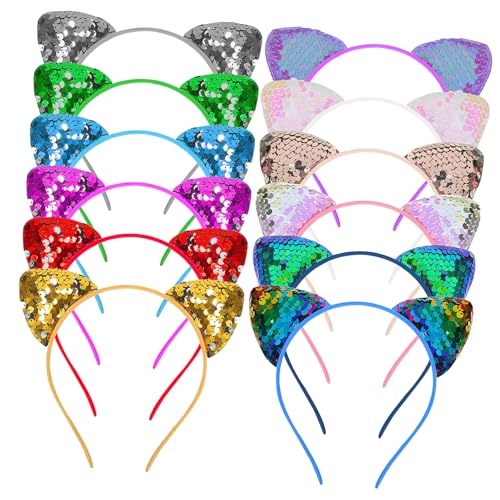 BESTYASH 12 Stück Teiliges Katzenohren Haarreif mit Glitzer Haarschmuck für Kostümpartys Halloween Cosplay und Tägliche Dekoration BESTYASH 12 Stück Teiliges Katzenohren Haarreif mit Glitzer Haarschmuck für Kostümpartys Halloween Cosplay und Tägliche Dekoration von BESTYASH