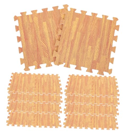 BESTYASH 12 Stück Teiliges Schaumstoff Puzzlematten Holzmaserung Bodenmatten rutschfeste Stoßdämpfende Krabbelmatte für Kinderzimmer und Sicher als Bodenschutz für Junge Mädchen und von BESTYASH