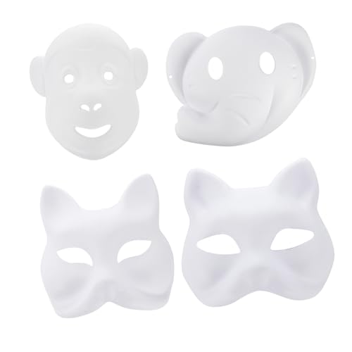 BESTYASH 12Stücke Weiße Papiermasken Zum Malen DIY Tiermasken Für Karneval Cosplay Und Maskenball Umweltfreundliche Unlackierte Masken Katze Fuchs Elefant BESTYASH 12Stücke Weiße Papiermasken Zum Malen DIY Tiermasken Für Karneval Cosplay Und Maskenball Umweltfreundliche Unlackierte Masken Katze Fuchs Elefant von BESTYASH