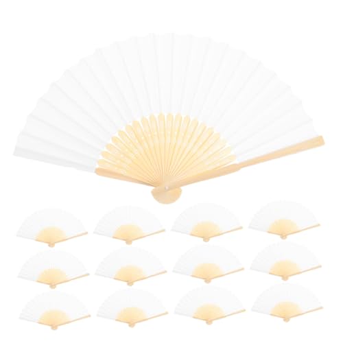 BESTYASH 15 Stück Teiliges Weißer Faltbarer Handfächer aus Papier Leichter Kompakter Fächer für Bemalbar Partydeko und Gästefavoriten für Sommer und Kulturelle Veranstaltungen von BESTYASH