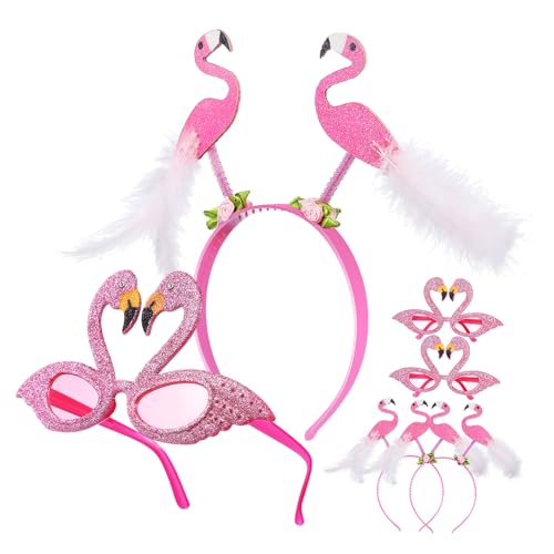 BESTYASH 1Satz Flamingo Kostümset mit Stirnbändern und Brillen Teiliges für Partys Hawaii Feiern und Foto Requisiten Lustige und Langlebige Dekoration für Unvergessliche von BESTYASH