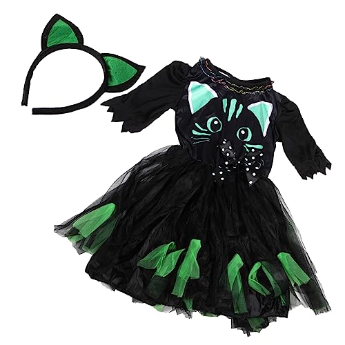 BESTYASH 1Satz Katzenkostüm Für Halloween Kostüm Mit Katzenohren Haarreif Für Fasching Karneval Schulaufführungen von BESTYASH
