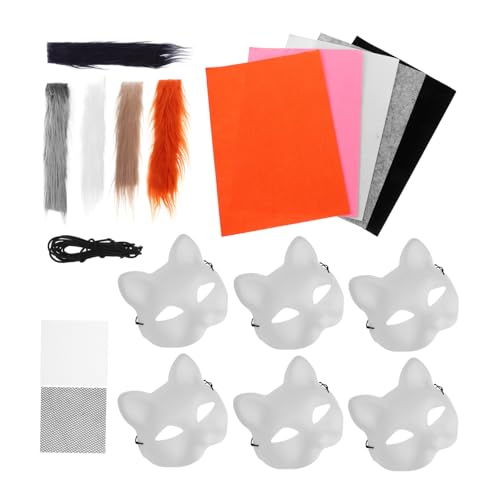 BESTYASH 1Satz Weiße Katzenmaske Basteln Bemalbare DIY Tiermaske Halbgesichtige Maske für Halloween Kreative Maskerade Einfache Anwendung Fördert Kreativität BESTYASH 1Satz Weiße Katzenmaske Basteln Bemalbare DIY Tiermaske Halbgesichtige Maske für Halloween Kreative Maskerade Einfache Anwendung Fördert Kreativität von BESTYASH