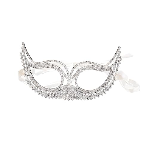 BESTYASH 1Stk Maskerade Maske Halloween kreativ goldene Maskerade Kostüm Gesichtsmaske Karneval Maskerade halloween masken halloweenmaske Party-Kostümmaske kreative Maske Strasssteine Weiß von BESTYASH
