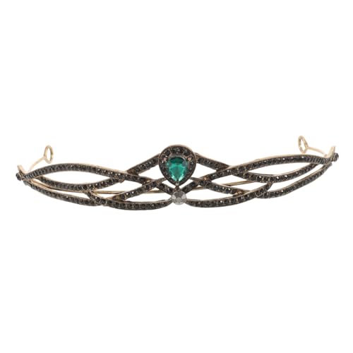 BESTYASH 1Stück Retro Barockkrone für Eleganter Haarschmuck für Halloween Party und Hochzeiten Langlebig und Verarbeitet mit Grünem Schmuck Design von BESTYASH