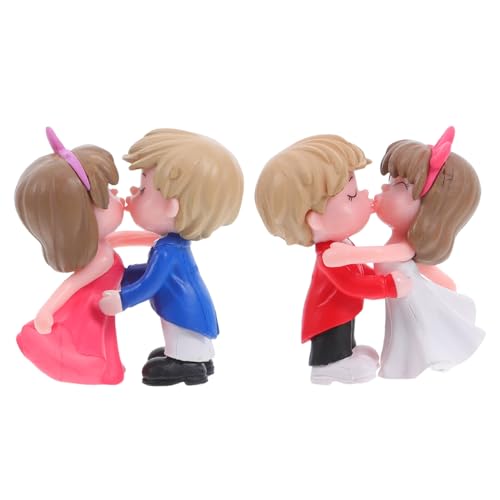 BESTYASH 2 Paare Niedliche Kuss Pärchen Cake Topper aus Kunststoff Kreative Hochzeitstorten Dekoration als Valentinstag Dessert Tortenaufsatz für Brautpaare von BESTYASH