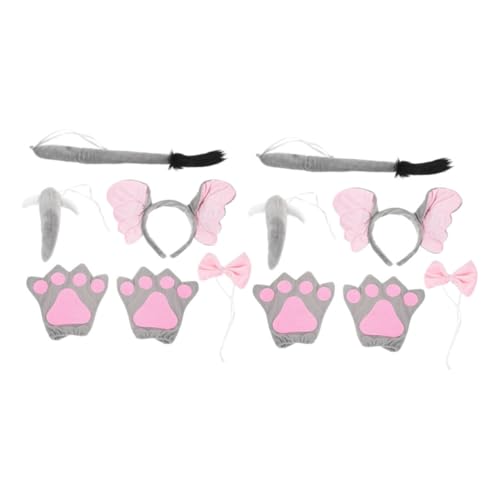 BESTYASH 2 Sätze Niedliches Teiliges Kostüm Set für Plüsch Ohr Stirnband und Weiches Bequemes Party Accessoire für Karneval Fasching Rollenspiel und Halloween von BESTYASH