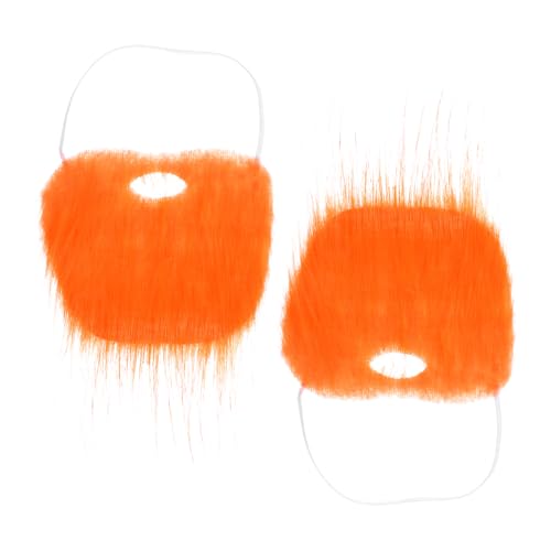 BESTYASH 2 Stück Abschlussballparty Bart Bartbürste Bartpflegeset Bart Trimmer gefälscht Bartöl Fake Beard Fake Schnurrbart dekorativer falscher Bart Party-Schnurrbart Flanell Orange von BESTYASH