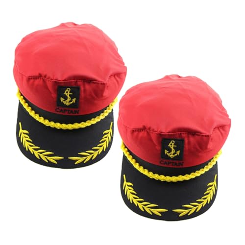 BESTYASH 2 Stück Bestickte Kapitänsmütze Erwachsene Atmungsaktive Yacht Matrosen Hüte Bequeme Passung Vielseitiges Kostümzubehör für Karneval Halloween und nautische Outfits von BESTYASH