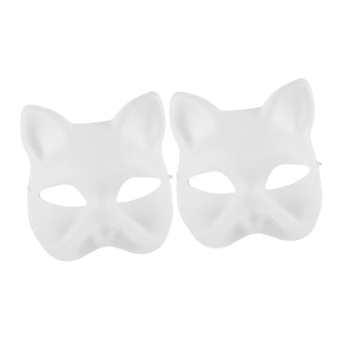 BESTYASH 2stücke Katzen- Aus Umweltfreundlicher Papiermasse Leere Maske Für Kreative Gestaltungen Für Karneval Halloween Und Rollenspiele von BESTYASH