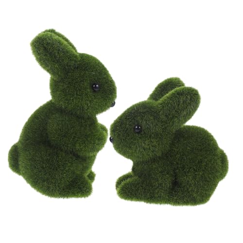 BESTYASH 2 Stück Flockige Osterhasen Dekofiguren aus Leichtem Material für Garten und Innenbereich Niedliche Osterhasen Ornamente für Tisch Rasen und Terrassen Dekorative Hasenmodelle für von BESTYASH