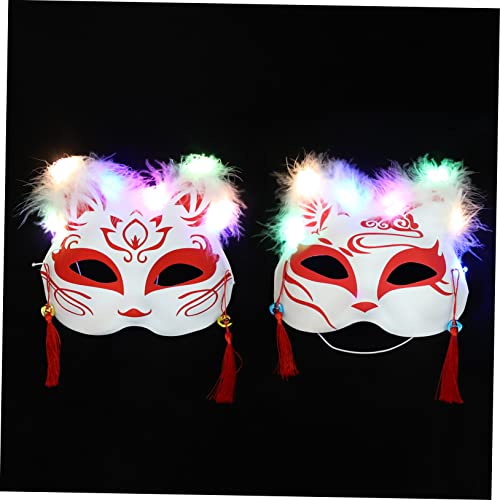 BESTYASH 2 Stück Fuchs Maske glowing mask fox mask Fuchs-Dekoration Fuchs-Masken-Make-up Fuchs-Masken-Requisiten Maskerademaske Cosplay -Requisiten Party-Maske Cosplay-Maske Plastik rot von BESTYASH