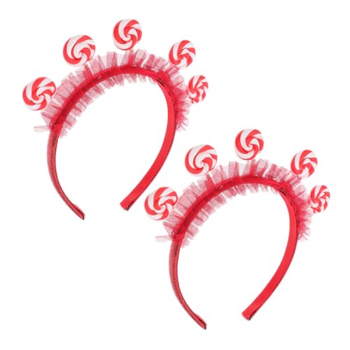 BESTYASH 2 Stück Haarreif Lollipop Design Roter Süßer Candy Haarschmuck Weicher Komfort Für Party Karneval Kostüm von BESTYASH