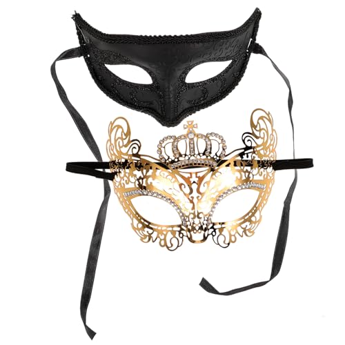 BESTYASH 2 Stück Halloween Cosplay Masken Geheimnisvolle Halbgesichtsmasken Maskerade Metallmasken BESTYASH 2 Stück Halloween Cosplay Masken Geheimnisvolle Halbgesichtsmasken Maskerade Metallmasken von BESTYASH