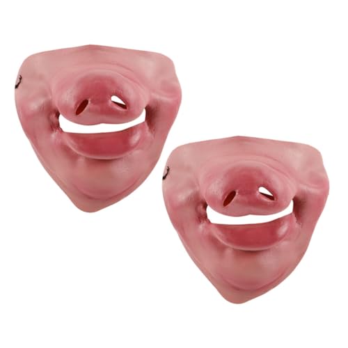 BESTYASH 2 Stück Lustige Maske Halloween Halbgesichtsmaske Gruselige Schweinemaske Halloween-maske Lustig Halloween-masken Für Erwachsene Gruselig Tierische Maske Halbmaske Rosa Emulsion von BESTYASH