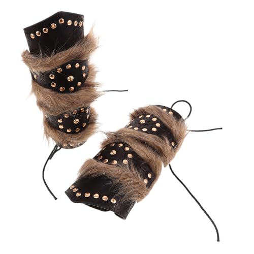 BESTYASH 2 Stück Renaissance Cosplay Armschützer Mittelalterliche Nieten-armbänder Pu-Kunststoff Schwarz Furry Akzente Halloween Kostüm Zubehör Bühnenperformance BESTYASH 2 Stück Renaissance Cosplay Armschützer Mittelalterliche Nieten-armbänder Pu-Kunststoff Schwarz Furry Akzente Halloween Kostüm Zubehör Bühnenperformance von BESTYASH