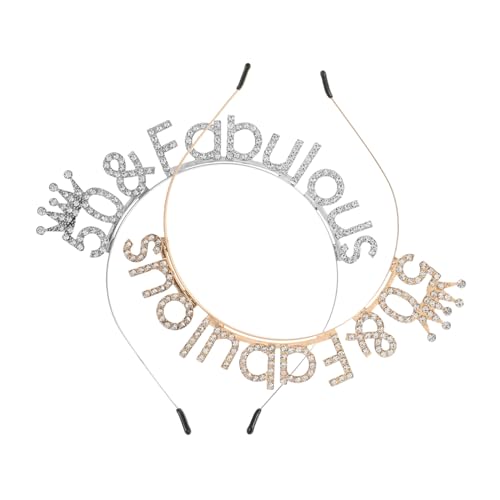 BESTYASH 2 Stück Rhinestone Geburtstags Stirnband für Frauen Funkelnde Tiara Kopfbedeckung in Gold und Silber Komfortabel und Leicht für Geburtstag Partydekoration und Festliche Anlässe von BESTYASH
