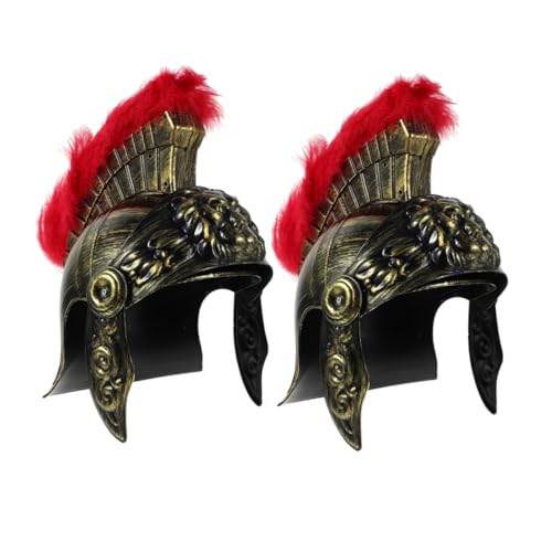 BESTYASH 2 Stück Römischer Ritterhelm mit Goldfarbenem Löwenrelief Leichter Antiker Soldatenhelm für Theater Karneval Historische Nachstellungen und Kostümfestivals von BESTYASH