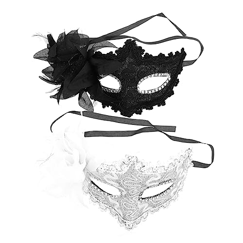 BESTYASH 2 Stück Rosenprinzessin Maske halloween masken halloweenmaske Elegant masks black masks Halloween -Party Maskerade Masken Gesicht Requisiten Maskerade-Gesichtsdekorationen Plastik von BESTYASH