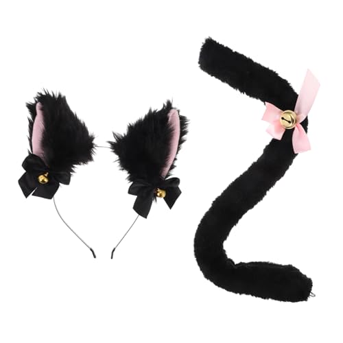 BESTYASH 2 Stück Teiliges Katzenkostüm Cosplay Accessoires mit Katzenohren Haarreif und Katzenschwanz für Frauen Mädchen Langlebig Hautfreundlich Bequem von BESTYASH