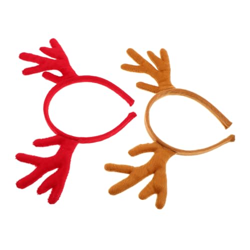 BESTYASH 2 Stück Teiliges Rentier Geweih Haarreif Set Vielseitiges Weihnachts und Halloween Kostümzubehör Bequemes Leichtes Stirnband in Rot und Braun für Erwachsene und Jugendliche von BESTYASH