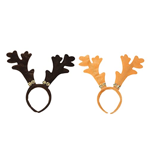 BESTYASH 2 Stück Teiliges Weihnachts Haarband mit Rentier Geweih Weichem Samt Glocken Leichtes Haarschmuck für Mädchen Verstellbar für Festtage und Party Accessoire von BESTYASH