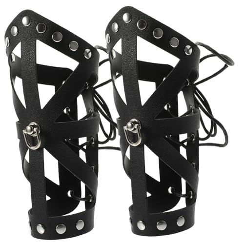 BESTYASH 2 Stück Verstellbare Punk Armstulpen aus Kunstmaterial Stylische Armschützer mit Bindebändern Verlässliches Material für Cosplay Bühnenauftritte und Punk Kostüme BESTYASH 2 Stück Verstellbare Punk Armstulpen aus Kunstmaterial Stylische Armschützer mit Bindebändern Verlässliches Material für Cosplay Bühnenauftritte und Punk Kostüme von BESTYASH