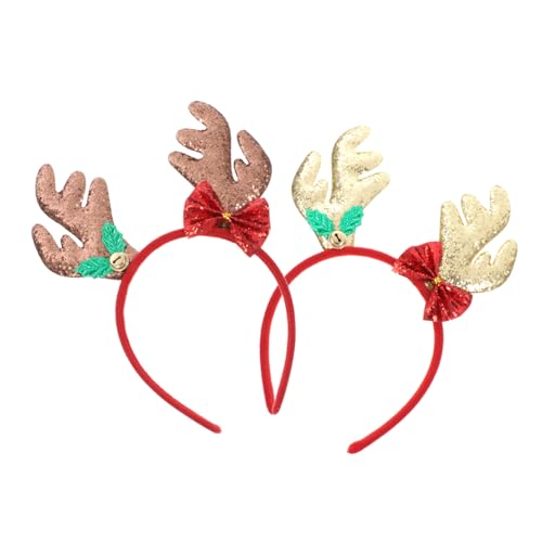 BESTYASH 2 Stück Weihnachtliches Glitzer Hirschgeweih Haarreifen Festliches Rentier Stirnband für Erwachsene und Modisches Weihnachtskopfschmuck Cosplay Zubehör von BESTYASH