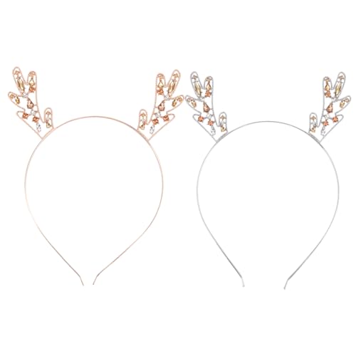 BESTYASH 2 Stück Weihnachts Haarreifen mit Glitzernden Rentier Antlern Haarschmuck Accessoire für Festliche Anlässe für Partys und Alltagsgebrauch und Roségold von BESTYASH