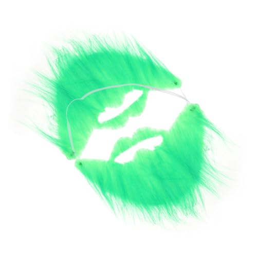 BESTYASH 2 Stück grüner Kunstbart St Patrick's Day Kostümzubehör Halloween gefälschter Bart Bartwachstumsset Bartöl Cosplay gefälschter Schnurrbart Lustige Bart-Requisite Kunstfell Green von BESTYASH