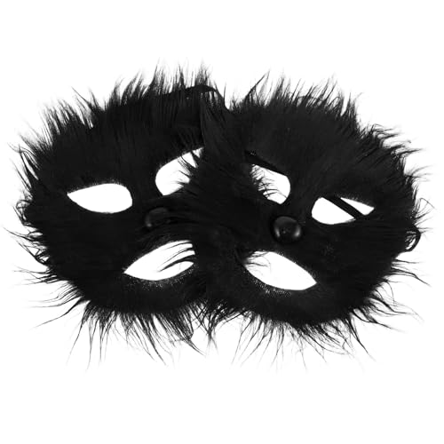 BESTYASH 2-teilige Tiermaske: Pelzige Katze, Wolf, Fuchs, Cosplay-Kostüm, Gesichtsmaske, Plüsch-Augenmaske für Halloween-Party, Frauen, Verkleiden, Geburtstags-Cosplay-Kostüm von BESTYASH