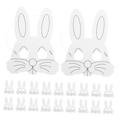 BESTYASH 20-teilige Kaninchenmaske: Blanko-kaninchenmasken Für Kinder Bemalen – Bastelset Papier Für Aktivitäten – Halloween-kostüm-dekoration, Karnevalsparty-dekoration von BESTYASH
