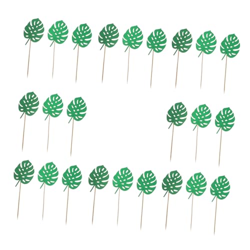 BESTYASH 24 Stück Tortenstecker mit Schildkrötenblättern Kreative Kuchendekoration für Geburtstagsfeiern Wiederverwendbare Cupcake Topper für Dschungel Themen und Feste von BESTYASH