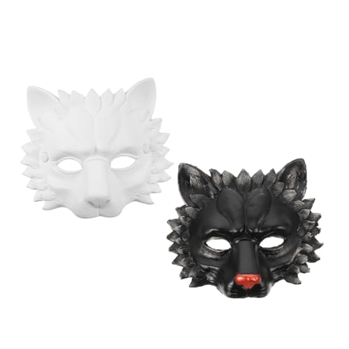 BESTYASH 2St Löwenmaske Kunst das Clownkostüm Tiermaske mit halbem Gesicht Maskerade Masken Fuchsmaske Damen Maske d Maske halloween maske Tiergesichtsmaske maskerade maske herren PU-Schaum von BESTYASH