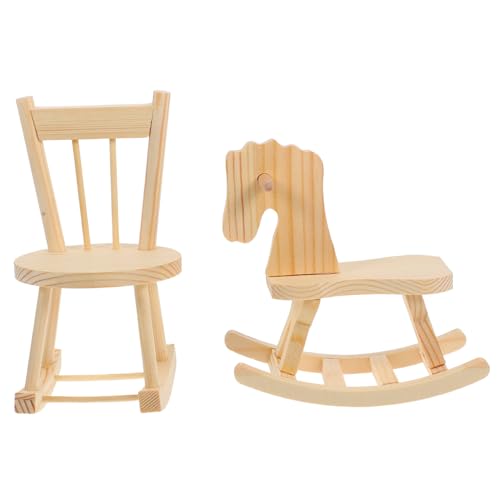 BESTYASH 2Stücke Mini Schaukelstühle und Schaukelpferd aus Holz Realistische Puppenhausmöbel für Kinderzimmerdekoration und Kreatives DIY Bastelset und Manuelle BESTYASH 2Stücke Mini Schaukelstühle und Schaukelpferd aus Holz Realistische Puppenhausmöbel für Kinderzimmerdekoration und Kreatives DIY Bastelset und Manuelle von BESTYASH