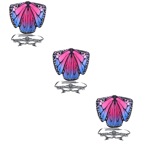 BESTYASH 3 Sätze Schmetterlingsschal Schal Umhang mit weiblichen Schmetterlingen tragbare Spitzenmaske Masken Festival-Schmetterlingsmantel zarte Spitzenmaske bilden Gesichtsmaske von BESTYASH