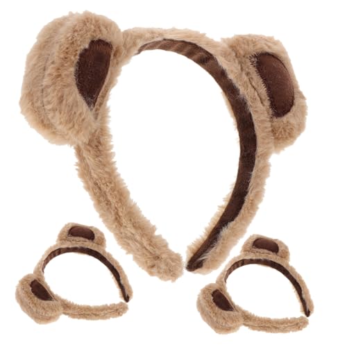 BESTYASH 3 Stück Bären Stirnband Flauschiges Haarband für Erwachsene Cosplay Bärenohren Tierohren Haarband Süßes Accessoire für Halloween und Partys von BESTYASH