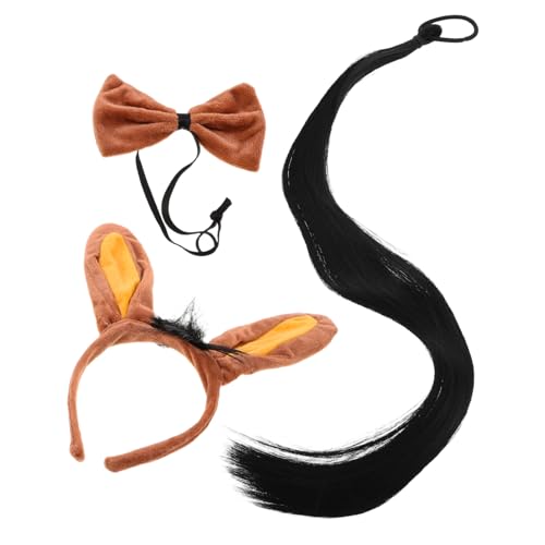 BESTYASH 3 Stück Teiliges Donkey Kostüm Set mit Realistischem Donkey Ohren Stirnband und Fliege Hautfreundliches Material Schnelles Ausziehen Vielseitig für Halloween Theater Partys und von BESTYASH