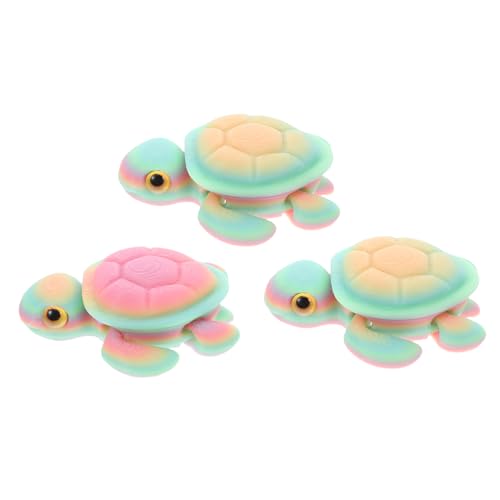 BESTYASH 3 Stück Teiliges Gedrucktes Leuchtendes Schildkröten mit Beweglichen Gelenken Sinkende Aquarium Deko Farbwechselnde Nachtlicht Figurine für Fischbecken und Unterwasserlandschaft von BESTYASH