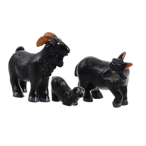 BESTYASH 3 Stück Teiliges Miniatur Schwarze Ziegen Modell aus Resin Realistische Mikro Landschaft Figuren Detailreiche Tierdeko für Garten Büro und Zuhause Farmtier Ornamente von BESTYASH