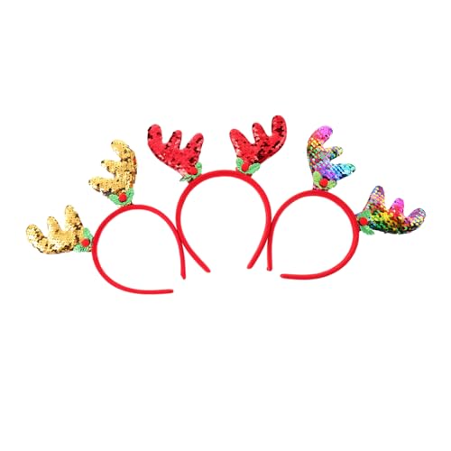 BESTYASH 3 Stück Weihnachts Haarband mit Glitzer Rentiergeweih für Partys Liebevolles Haarschmuck für Erwachsene für Weihnachten Geburtstagsfeiern und Cosplay von BESTYASH
