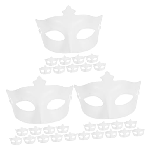 BESTYASH 30 Stk Halloween-Maske Halbgesichtsmaske DIY halbe Gesichtsmaske leere Maske Maskerade-Party-Maske Abschlussball Bodenplatte Kleidung bilden Make-up-Kostüm-Requisiten Plastik Weiß von BESTYASH
