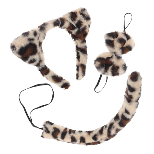 BESTYASH 3Stücke Teiliges Katzenkostüm Set für Leopardenohren Stirnband mit Fliege Tierkostüm Zubehör für Halloween Karneval Kinderpartys von BESTYASH