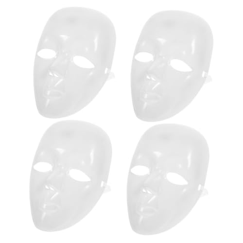 BESTYASH 4 Stück Leere Handgezeichnete Maske Weiße Plastikmaske Halloween-maske Leere Masken Zum Dekorieren Weiße Maskerademaske Cosplay-maske Halloween-maske Aus Kunststoff Weiß Plastik von BESTYASH