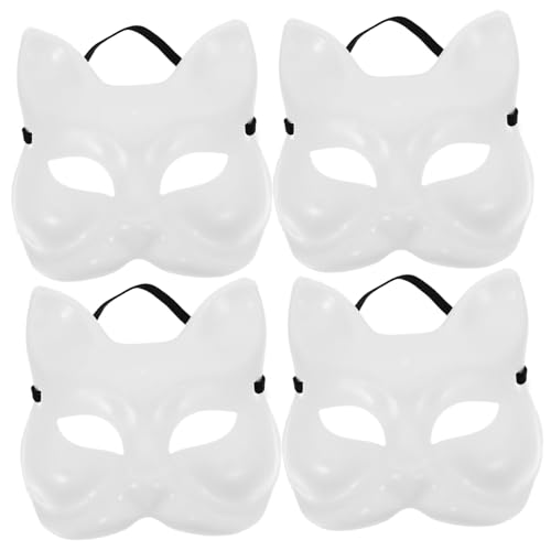 BESTYASH 4 Stück Leere Masken Unbemalte Masken DIY Masken Cosplay Halloween Party Weiße Masken Halloween Kostüm Cosplay Leere Masken Maskenzubehör Handbemalungsmasken von BESTYASH