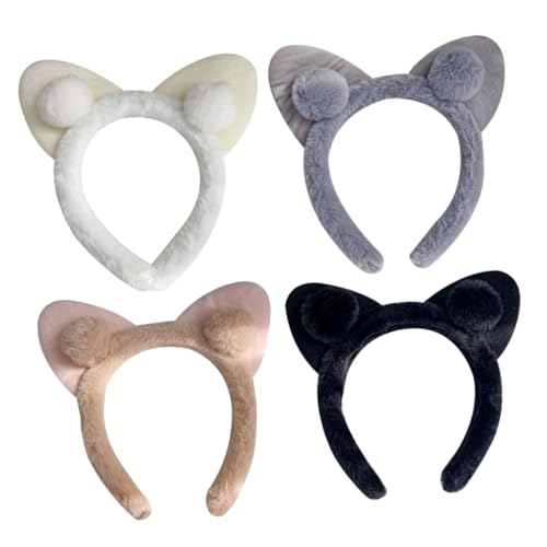 BESTYASH 4 Stück Niedliche Haarschmuck mit Hasenohren Weiche Vielseitige Damen Stirnbänder für Gesichtswäsche Make Up und Sport für Täglichen Gebrauch Braun von BESTYASH