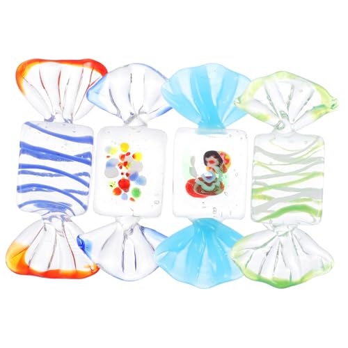 BESTYASH 4 Stück Teiliges Bunte Glasbonbon Dekorationen Handgefertigte Farbglas Süßigkeitenfiguren Langlebige Tischdekoration für Weihnachten Party Hochzeit und Festlichkeiten von BESTYASH