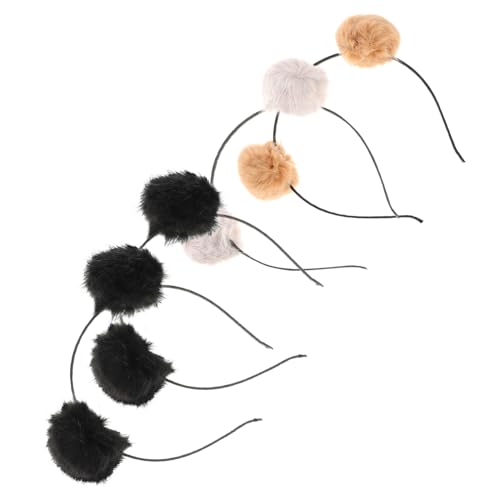 BESTYASH 4 Stück Teiliges Haarband mit Flauschigen Pompons und Katzenohren Weiches Stirnband für Geburtstag Cosplay und Party Niedliches Accessoire für Mädchen von BESTYASH
